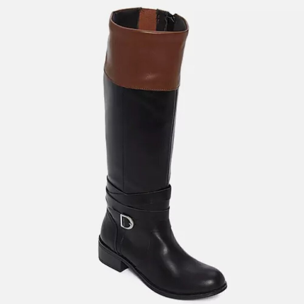 St. John's Bay Womens Douglas Stacked Heel Riding Boots (WIDE)